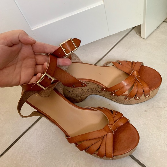 Mossimo Cognac Erie Cork Style Wedge Strappy Sandals SIZE 10 - Picture 12 of 14